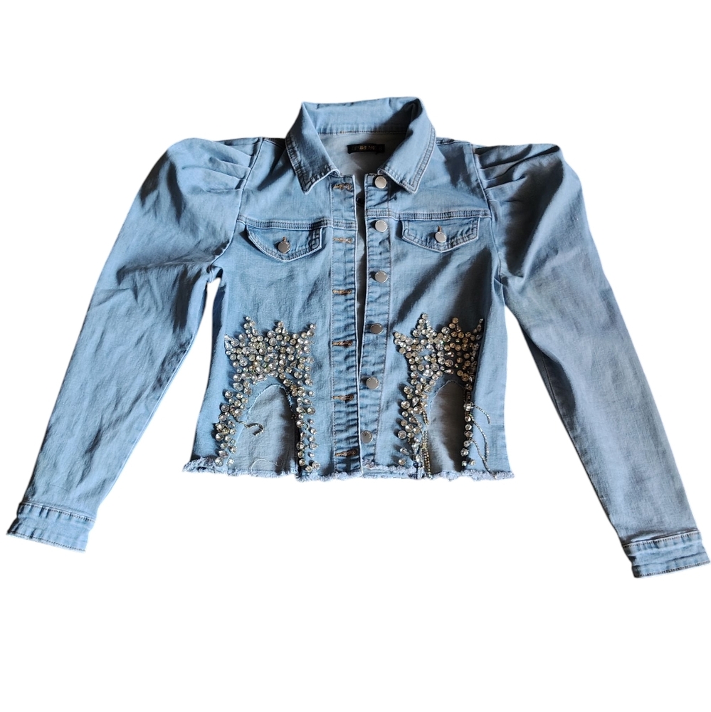 Blue Denim Jacket with Embellishments